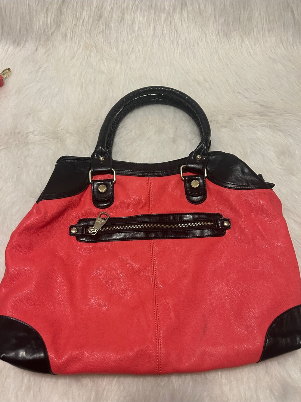Steve Madden Red and Black Shoulder Satchel with Removable Strap - Picture 7 of 14